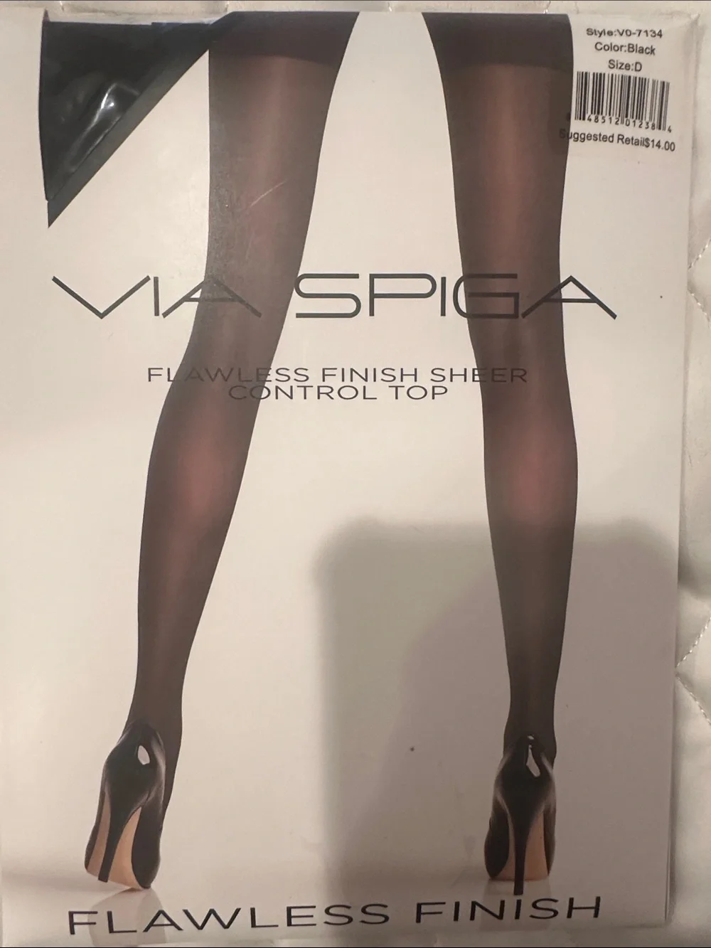 Via Spiga Black Sheer Control Top Hosiery